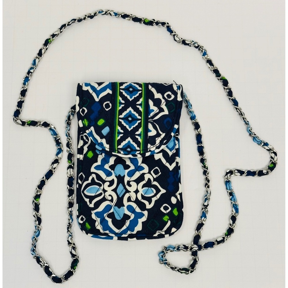 Vera Bradley Ink Blue Geometric Retired Pattern 4"x6" Phone Crossbody Purse Bag